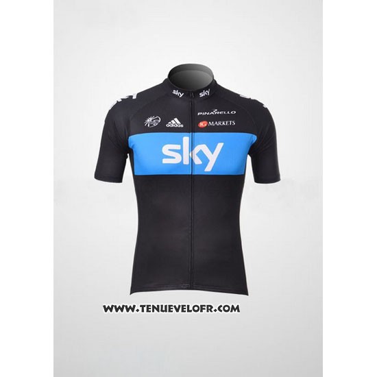 2012 Maillot Ciclismo Sky Noir et Azur Manches Courtes et Cuissard